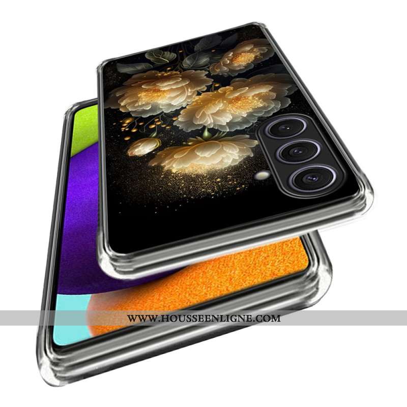 Coque Samsung Galaxy S25 Plus 5G Pivoines Dorées