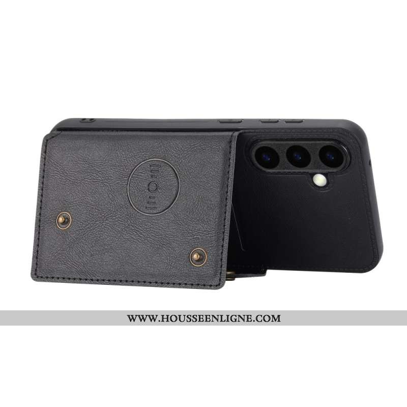 Coque Samsung Galaxy S25 Plus 5G Simili Cuir Porte-Cartes