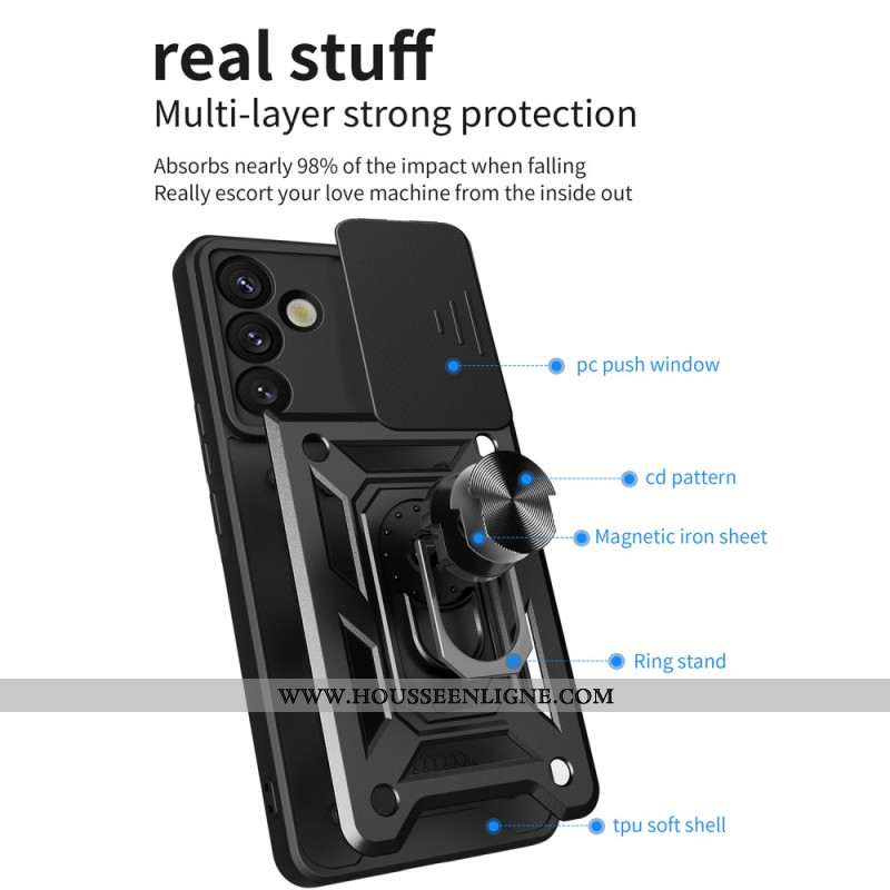 Coque Samsung Galaxy S25 Plus 5G Support Rotatif et Protecteur Objectif