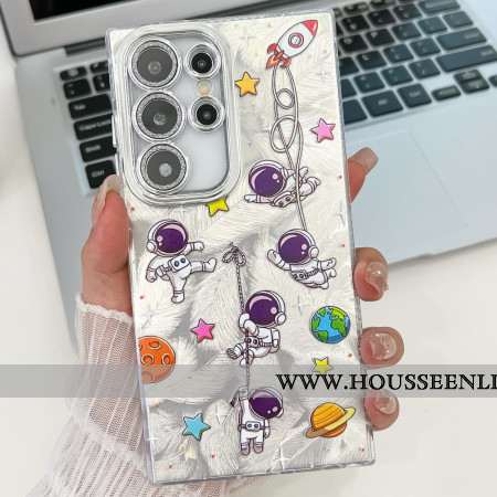Coque Samsung Galaxy S25 Ultra 5G Astronaute avec Film Protecteur d'Objectif