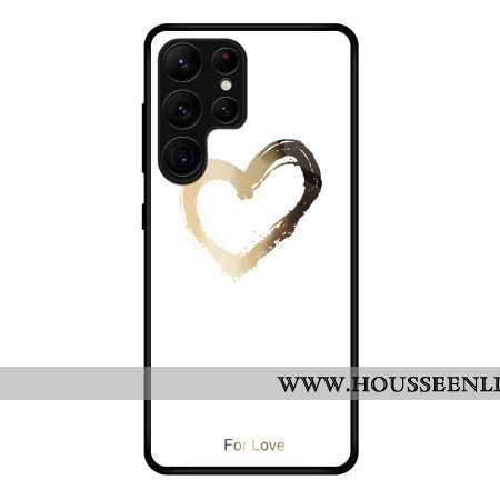 Coque Samsung Galaxy S25 Ultra 5G Coeur Doré sur Fond Blanc