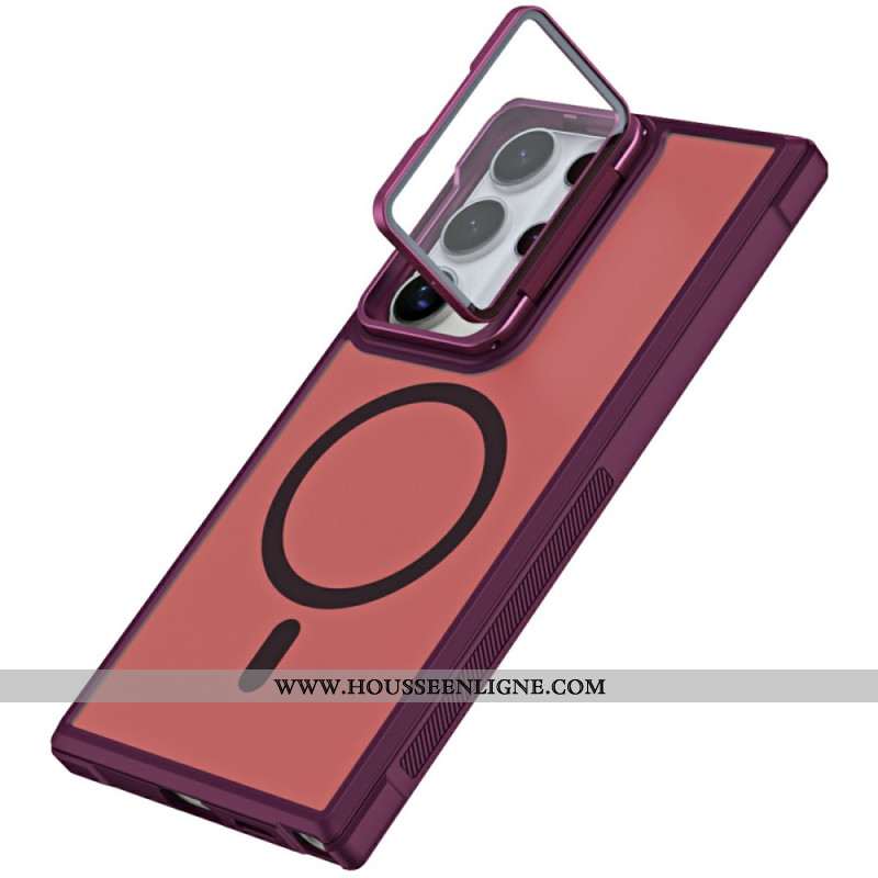 Coque Samsung Galaxy S25 Ultra 5G Compatible MagSafe Design Mat Anti-Empreintes avec Support