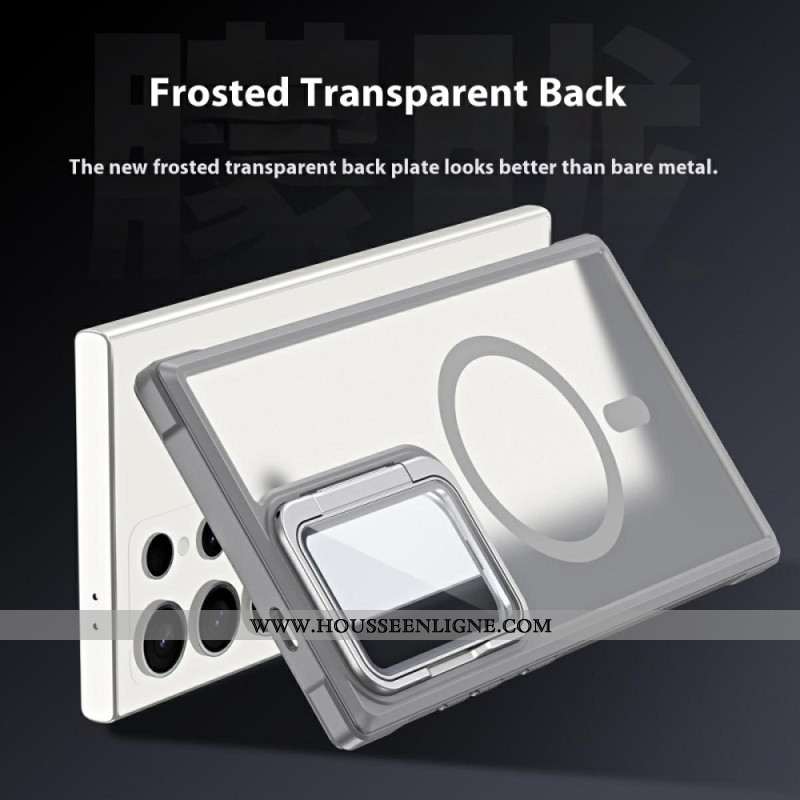 Coque Samsung Galaxy S25 Ultra 5G Compatible MagSafe Design Mat Anti-Empreintes avec Support