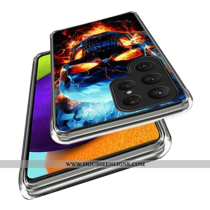 Coque Samsung Galaxy S25 Ultra 5G Crâne Enflammé