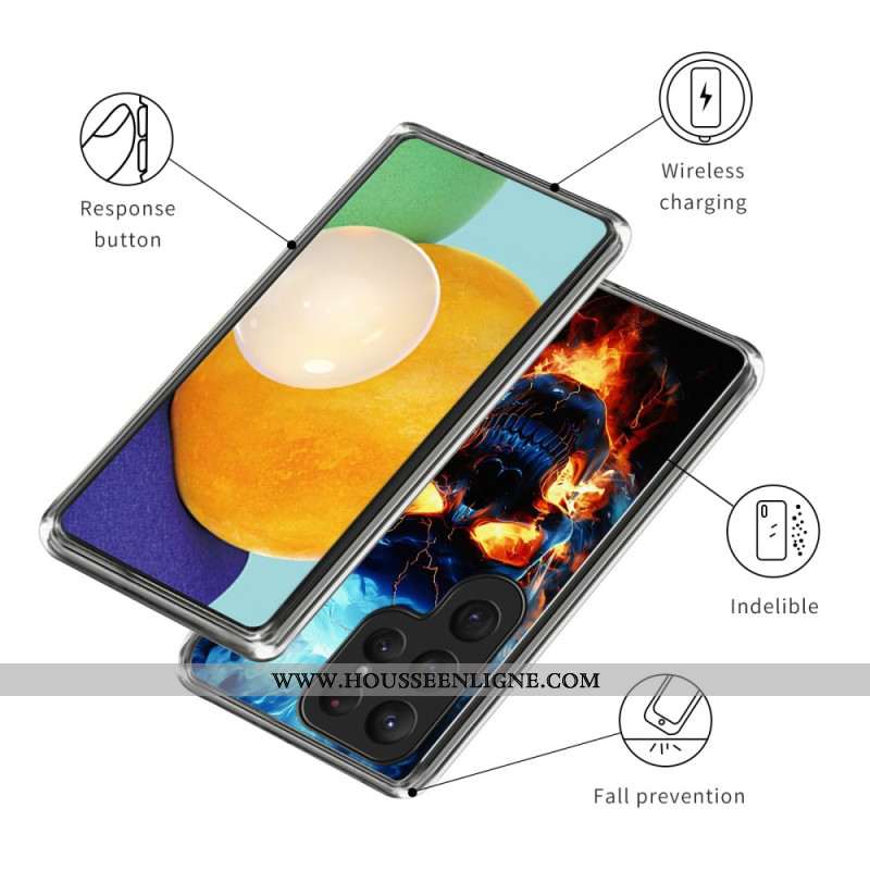 Coque Samsung Galaxy S25 Ultra 5G Crâne Enflammé
