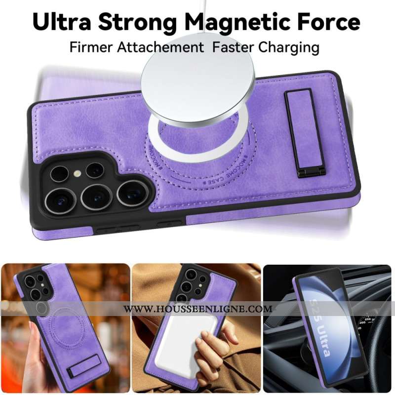 Coque Samsung Galaxy S25 Ultra 5G Effet Cuir Compatible MagSafe