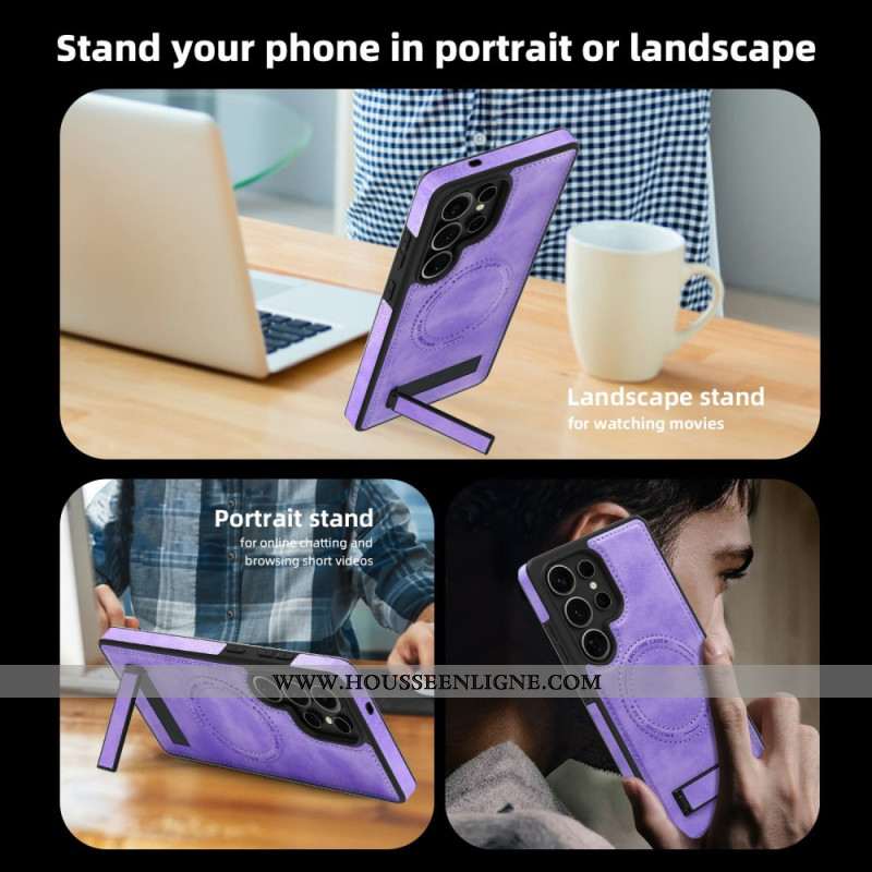 Coque Samsung Galaxy S25 Ultra 5G Effet Cuir Compatible MagSafe