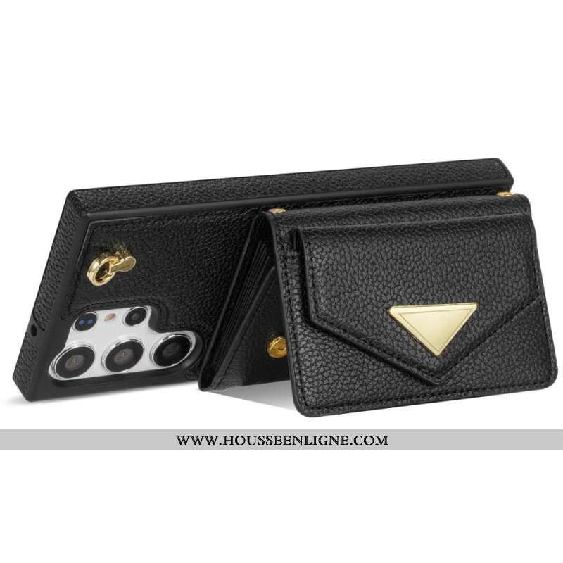 Coque Samsung Galaxy S25 Ultra 5G Effet Cuir avec Porte-Cartes et Sangle