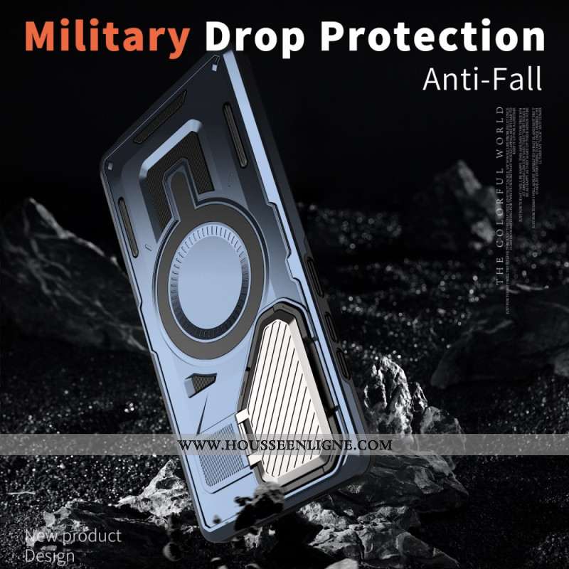 Coque Samsung Galaxy S25 Ultra 5G Effet Métal avec Couvre-Objectif et Support