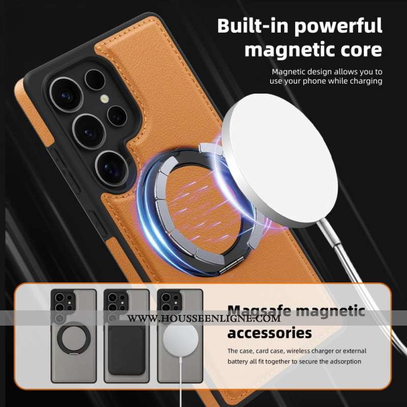Coque Samsung Galaxy S25 Ultra 5G Magnétique avec Support Rotatif