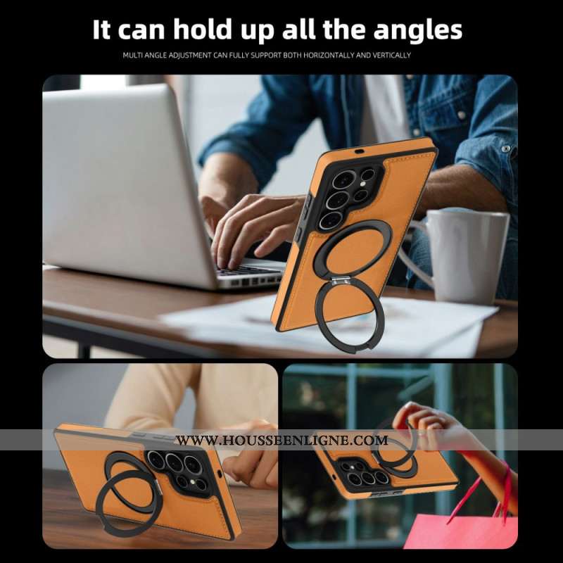 Coque Samsung Galaxy S25 Ultra 5G Magnétique avec Support Rotatif