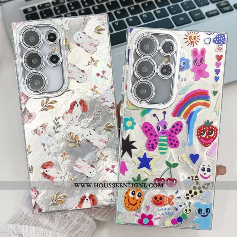 Coque Samsung Galaxy S25 Ultra 5G Motif avec Film Protecteur d'Objectif