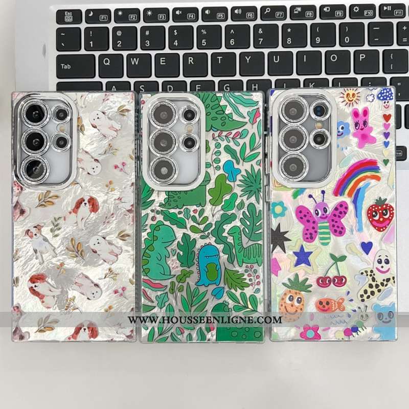 Coque Samsung Galaxy S25 Ultra 5G Motif avec Film Protecteur d'Objectif