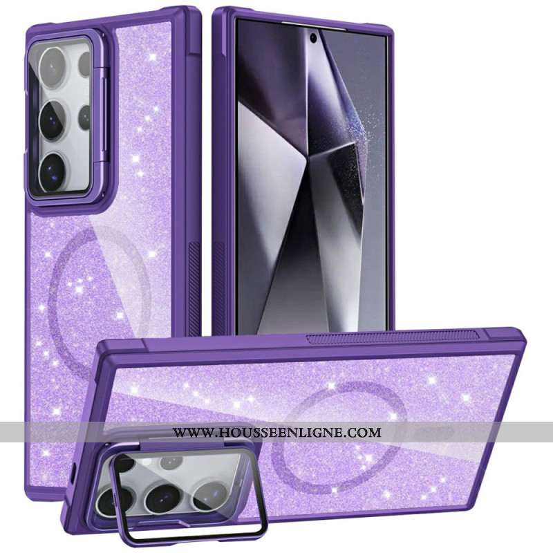 Coque Samsung Galaxy S25 Ultra 5G Paillettes Support Intégré