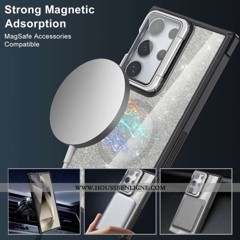 Coque Samsung Galaxy S25 Ultra 5G Paillettes Support Intégré