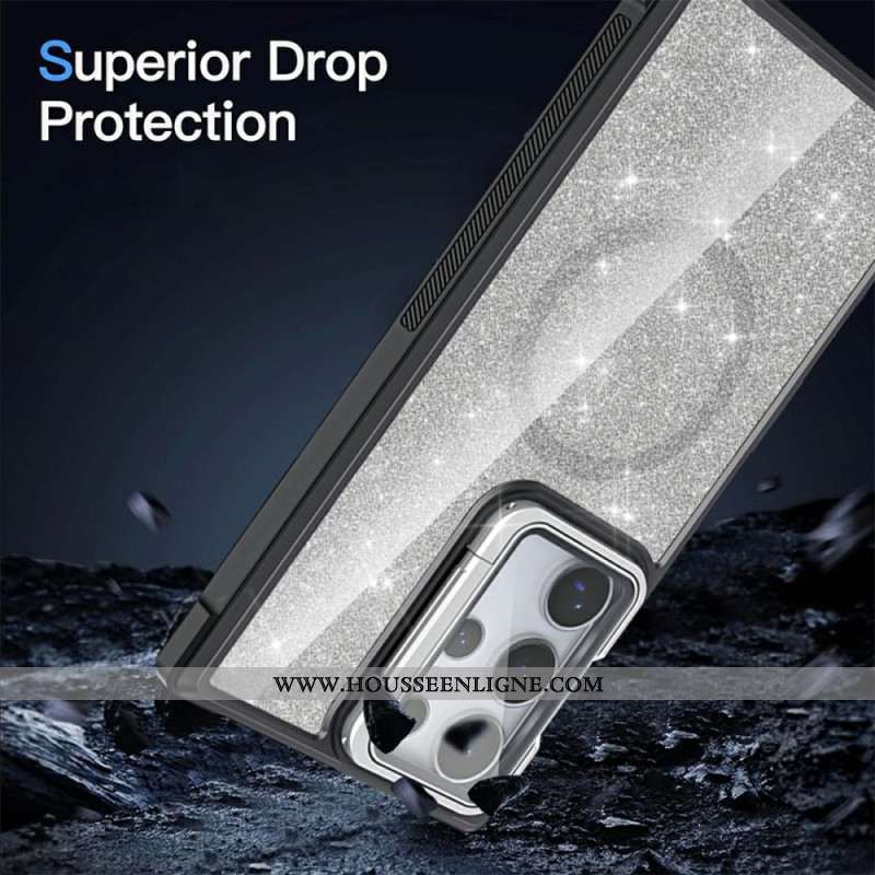 Coque Samsung Galaxy S25 Ultra 5G Paillettes Support Intégré