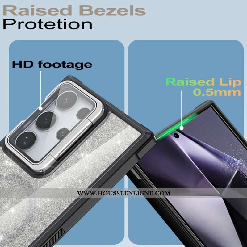 Coque Samsung Galaxy S25 Ultra 5G Paillettes Support Intégré