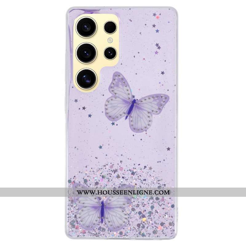 Coque Samsung Galaxy S25 Ultra 5G Papillons Paillettes