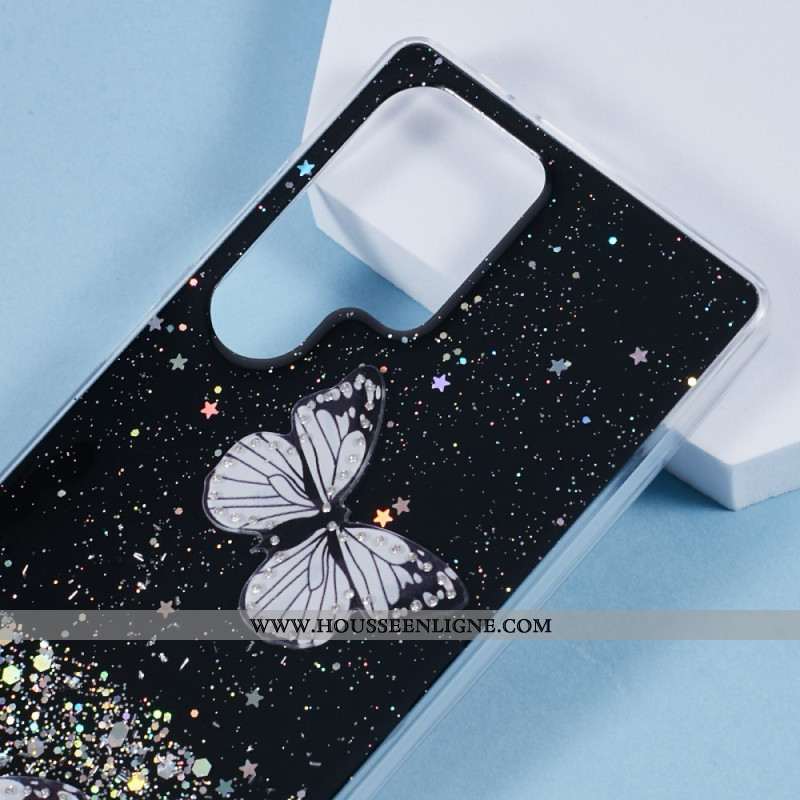 Coque Samsung Galaxy S25 Ultra 5G Papillons Paillettes
