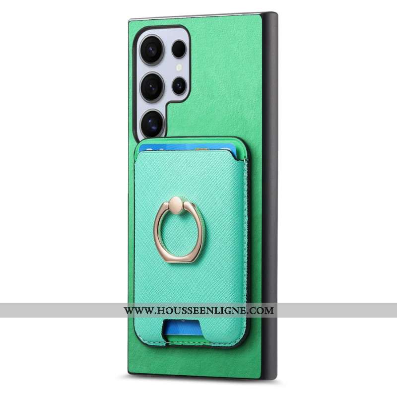 Coque Samsung Galaxy S25 Ultra 5G Porte-Cartes Magnétique Détachable et Support