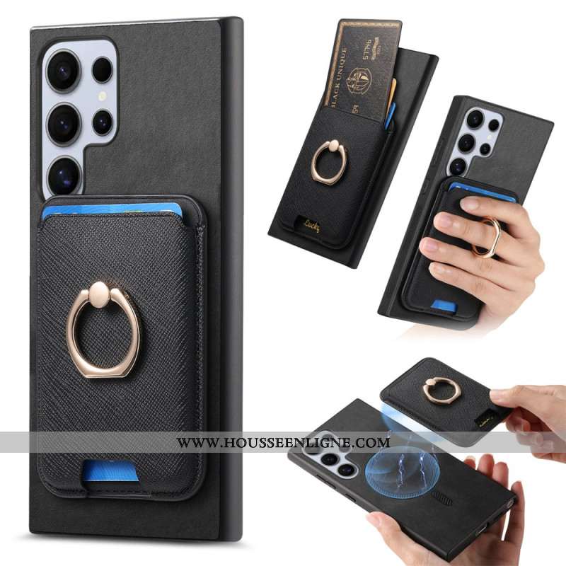Coque Samsung Galaxy S25 Ultra 5G Porte-Cartes Magnétique Détachable et Support