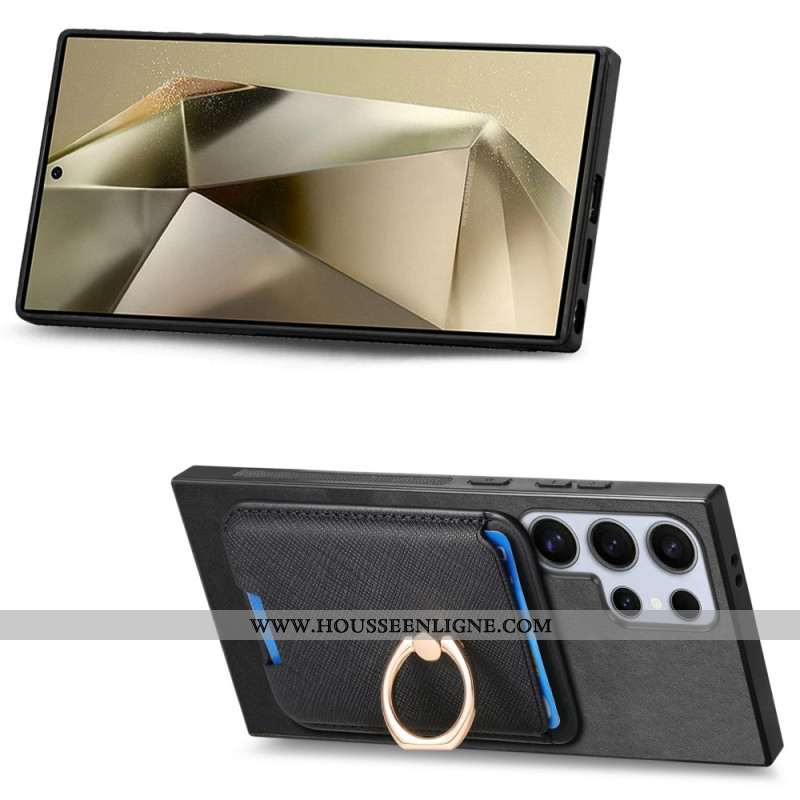 Coque Samsung Galaxy S25 Ultra 5G Porte-Cartes Magnétique Détachable et Support