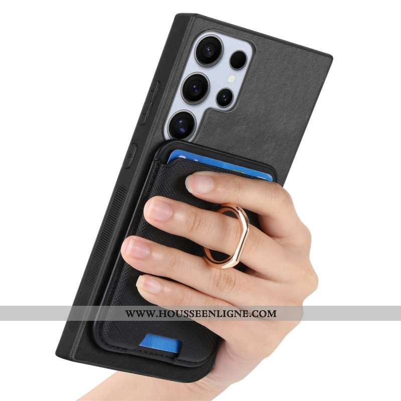 Coque Samsung Galaxy S25 Ultra 5G Porte-Cartes Magnétique Détachable et Support