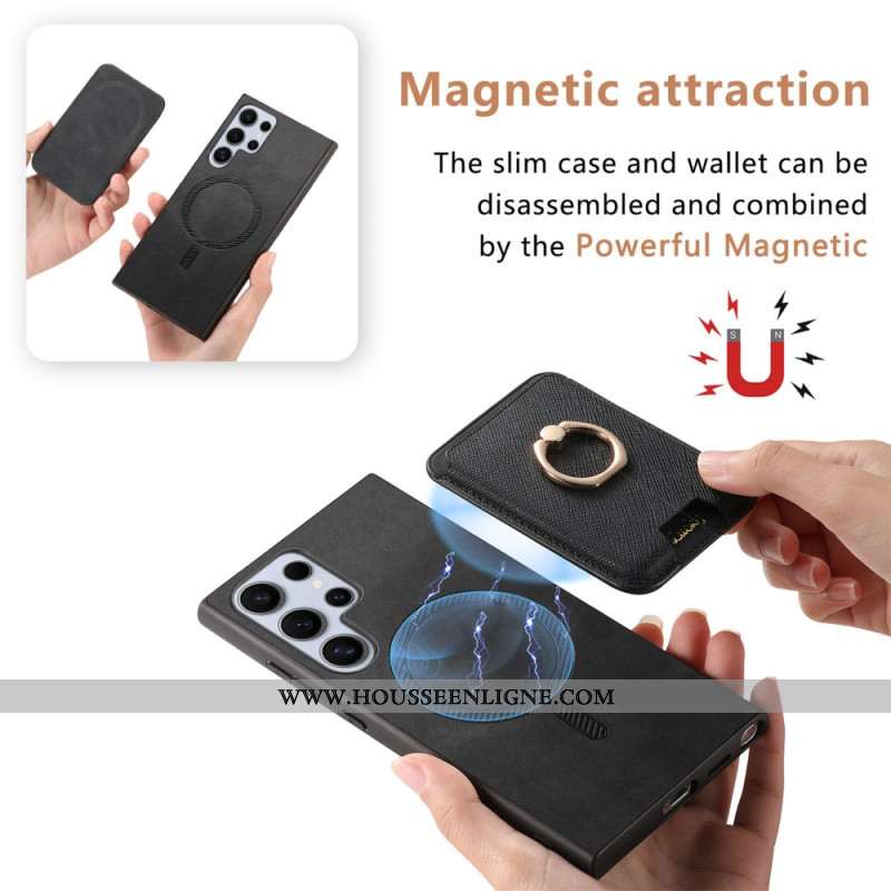 Coque Samsung Galaxy S25 Ultra 5G Porte-Cartes Magnétique Détachable et Support