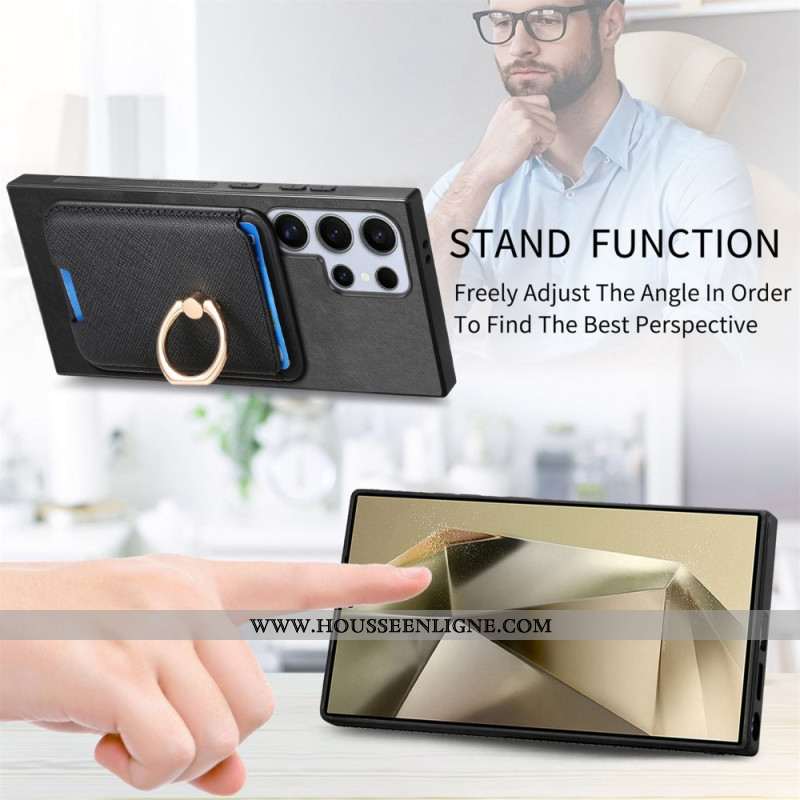 Coque Samsung Galaxy S25 Ultra 5G Porte-Cartes Magnétique Détachable et Support