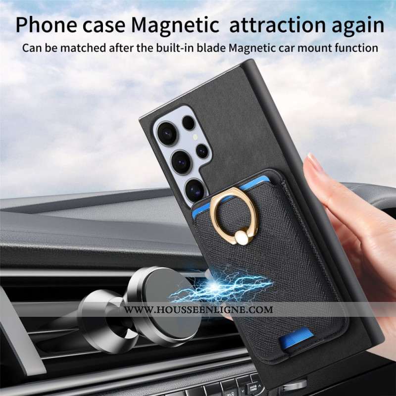 Coque Samsung Galaxy S25 Ultra 5G Porte-Cartes Magnétique Détachable et Support