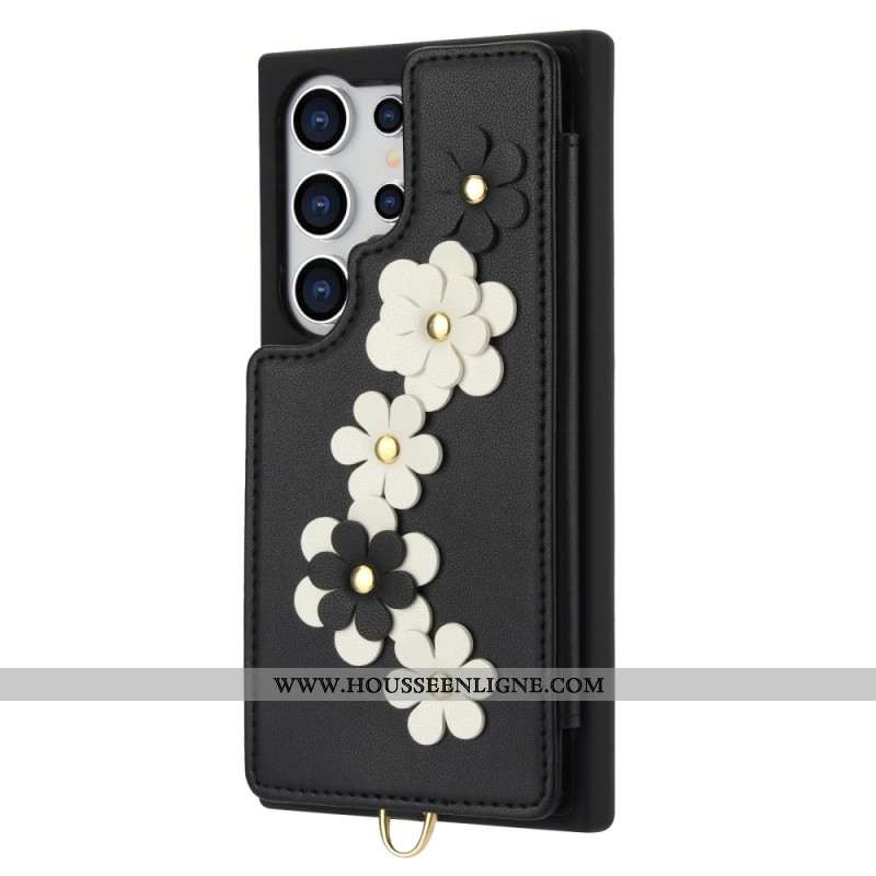 Coque Samsung Galaxy S25 Ultra 5G Porte-Cartes avec Lanière et Bandoulière