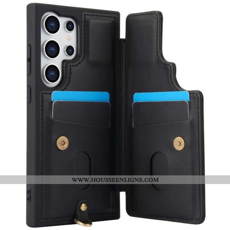 Coque Samsung Galaxy S25 Ultra 5G Porte-Cartes avec Lanière et Bandoulière