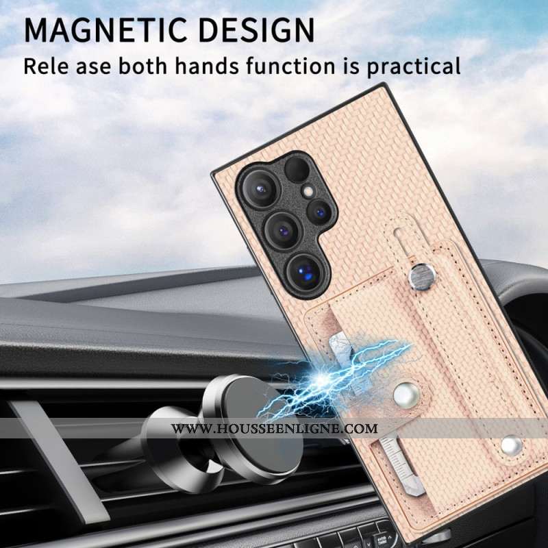 Coque Samsung Galaxy S25 Ultra 5G Porte-Cartes et Sangle-Support