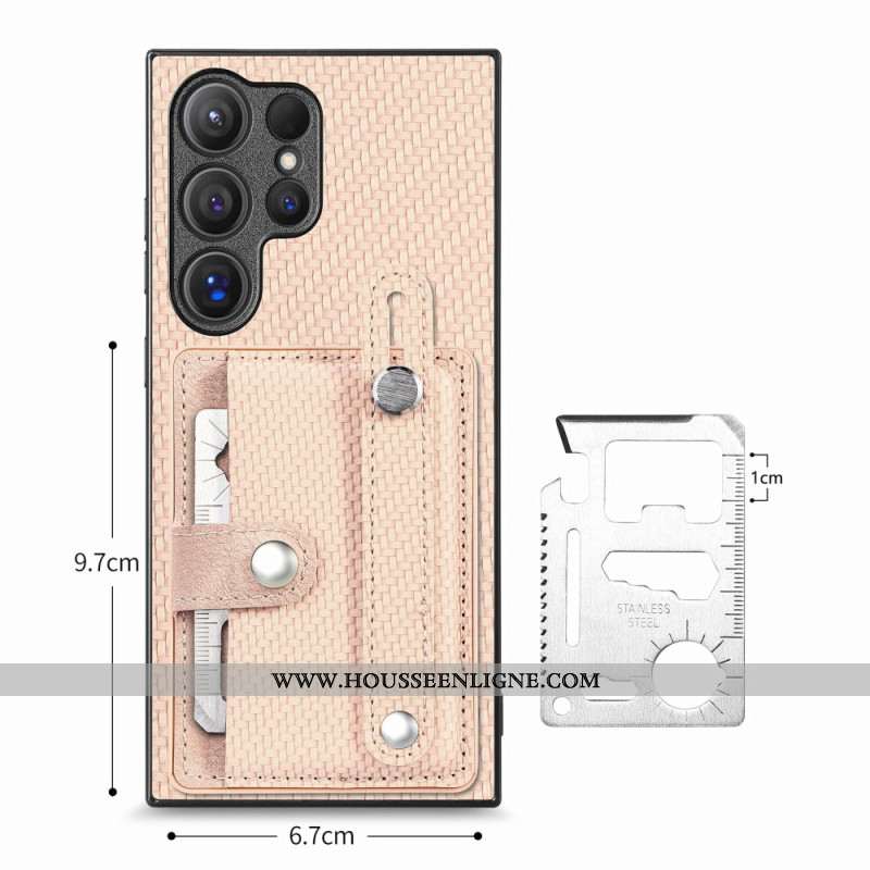 Coque Samsung Galaxy S25 Ultra 5G Porte-Cartes et Sangle-Support