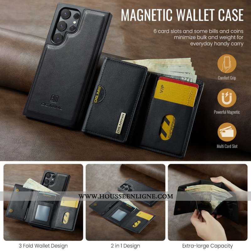 Coque Samsung Galaxy S25 Ultra 5G Portefeuille Magnétique Détachable