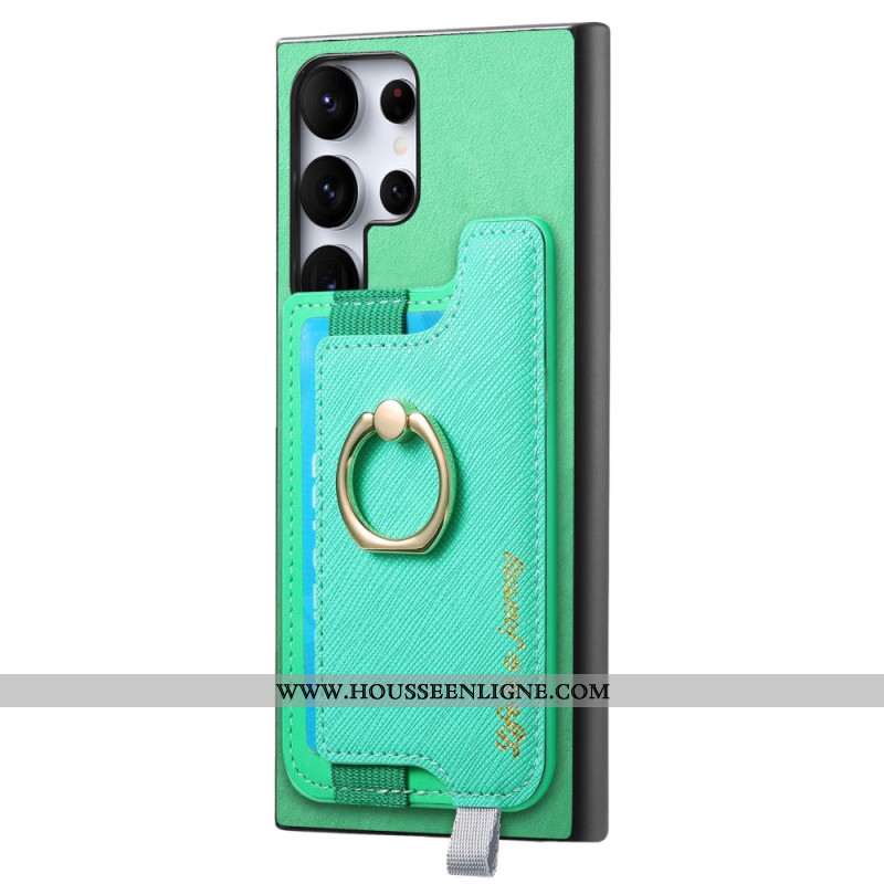 Coque Samsung Galaxy S25 Ultra 5G Style Daim Porte-Cartes Détachable