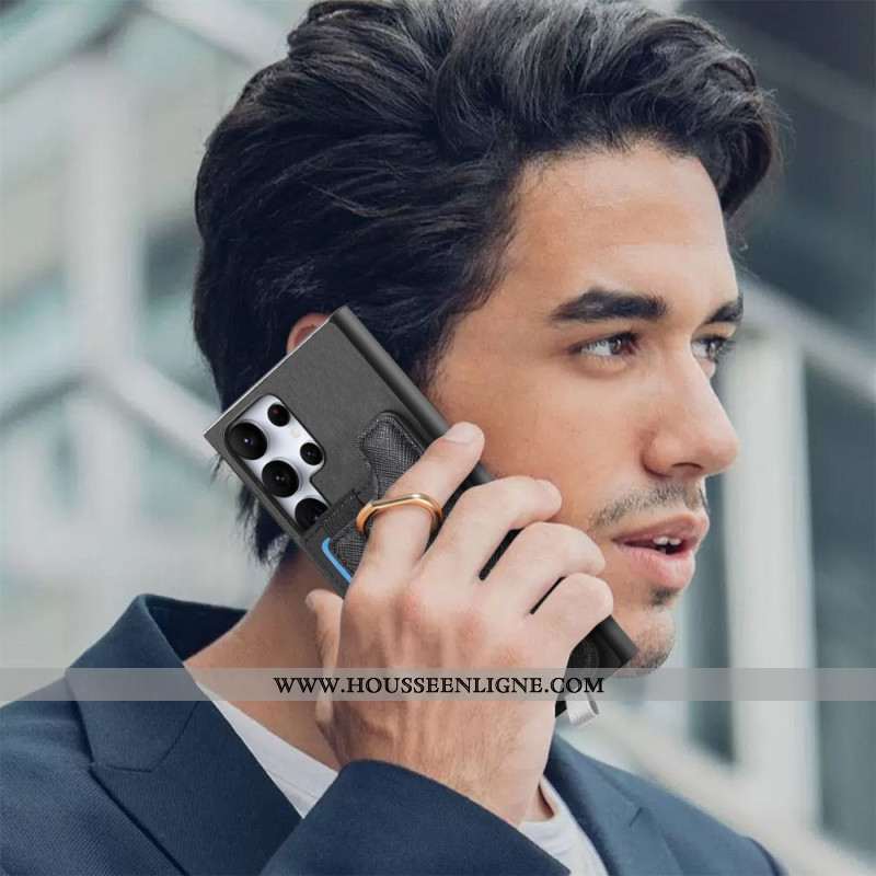 Coque Samsung Galaxy S25 Ultra 5G Style Daim Porte-Cartes Détachable
