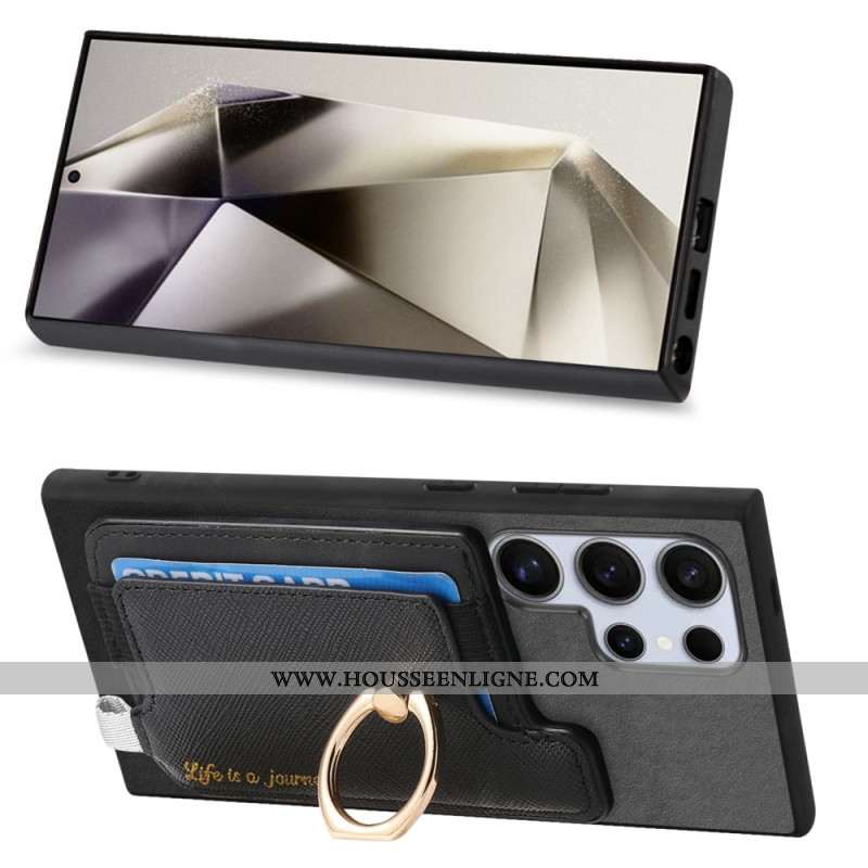Coque Samsung Galaxy S25 Ultra 5G Style Daim Porte-Cartes Détachable