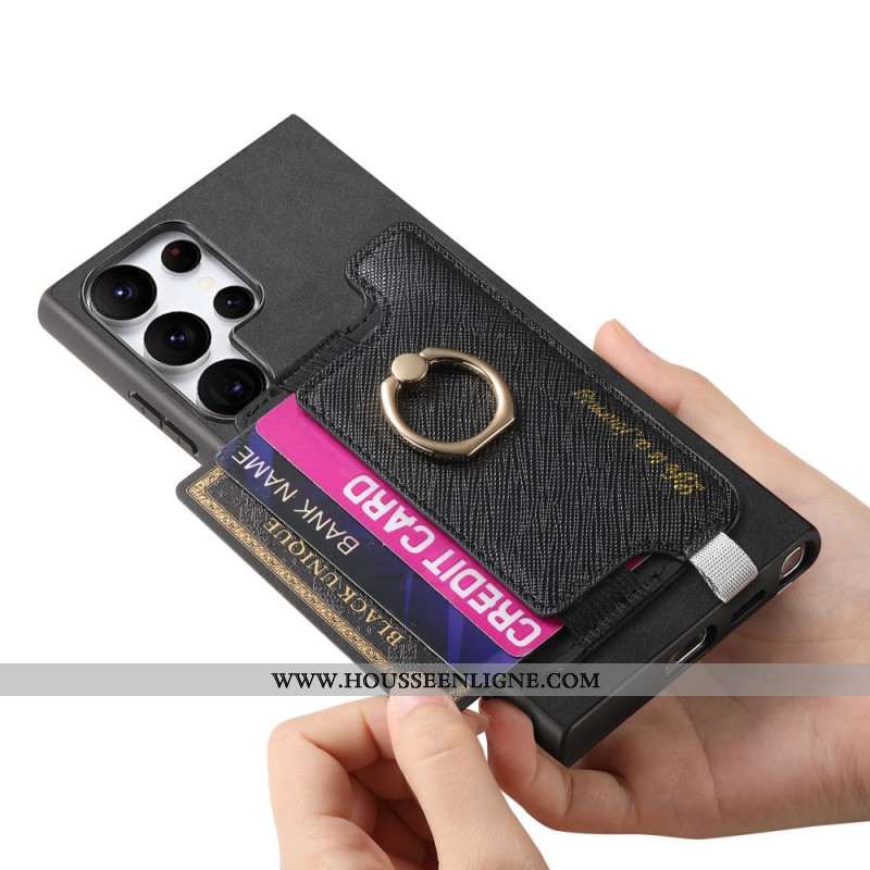 Coque Samsung Galaxy S25 Ultra 5G Style Daim Porte-Cartes Détachable