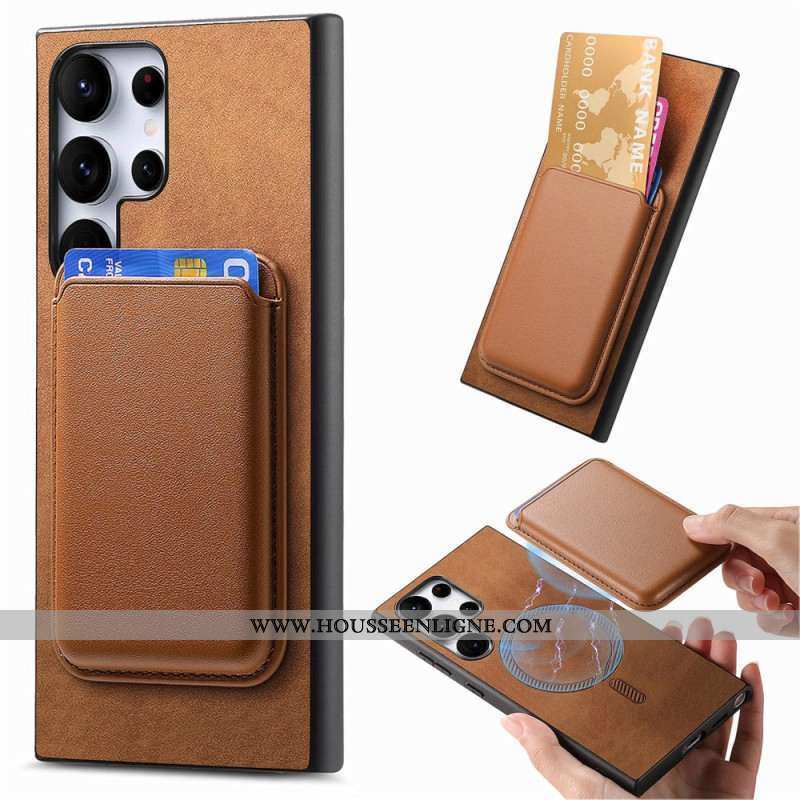 Coque Samsung Galaxy S25 Ultra 5G Style Daim Porte-Cartes Magnétique Détachable