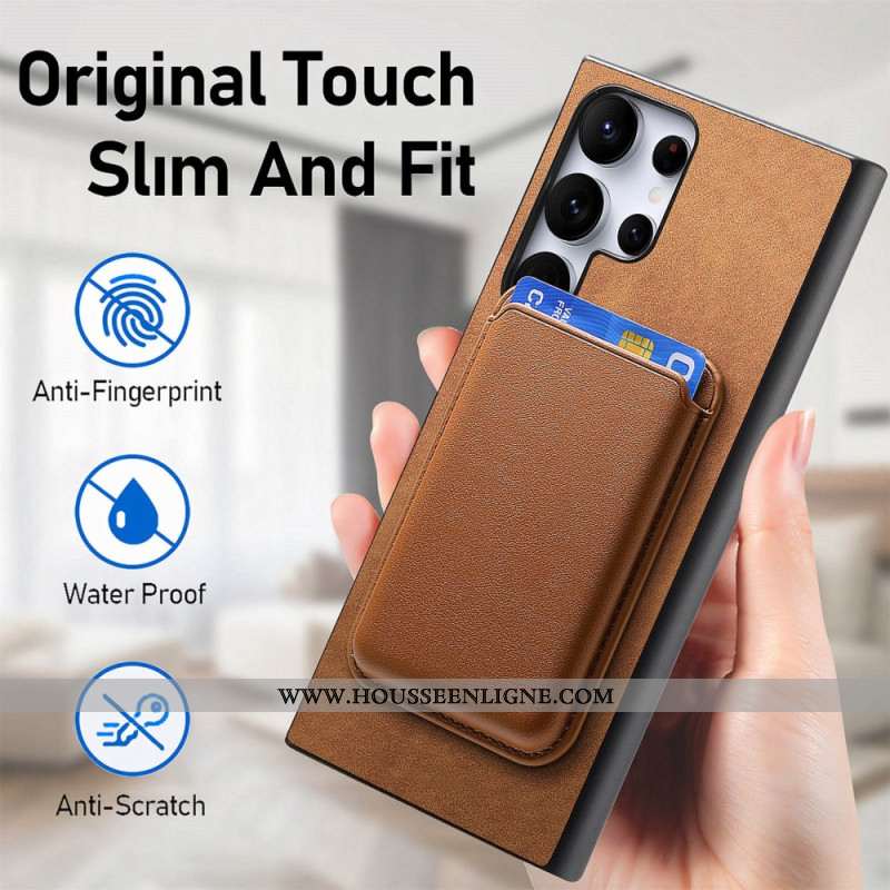 Coque Samsung Galaxy S25 Ultra 5G Style Daim Porte-Cartes Magnétique Détachable