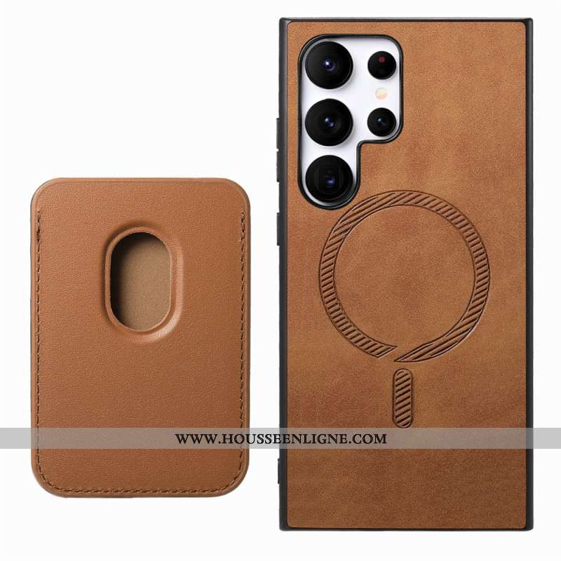 Coque Samsung Galaxy S25 Ultra 5G Style Daim Porte-Cartes Magnétique Détachable