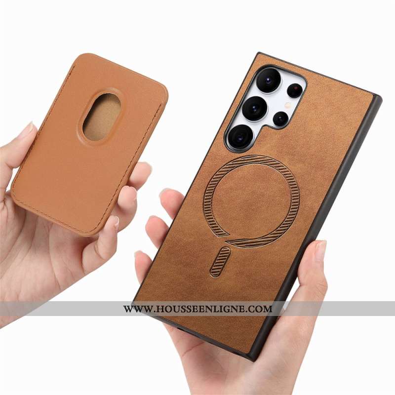 Coque Samsung Galaxy S25 Ultra 5G Style Daim Porte-Cartes Magnétique Détachable