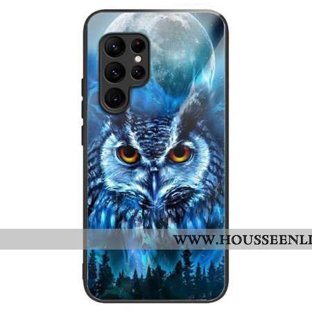 Coque Samsung Galaxy S25 Ultra 5G Verre Trempé Chouette et Lune