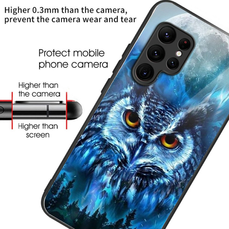 Coque Samsung Galaxy S25 Ultra 5G Verre Trempé Chouette et Lune