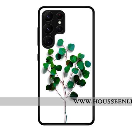 Coque Samsung Galaxy S25 Ultra 5G Verre Trempé Feuilles Vertes