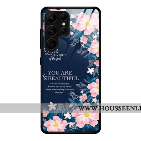 Coque Samsung Galaxy S25 Ultra 5G Verre Trempé Fleurs Roses