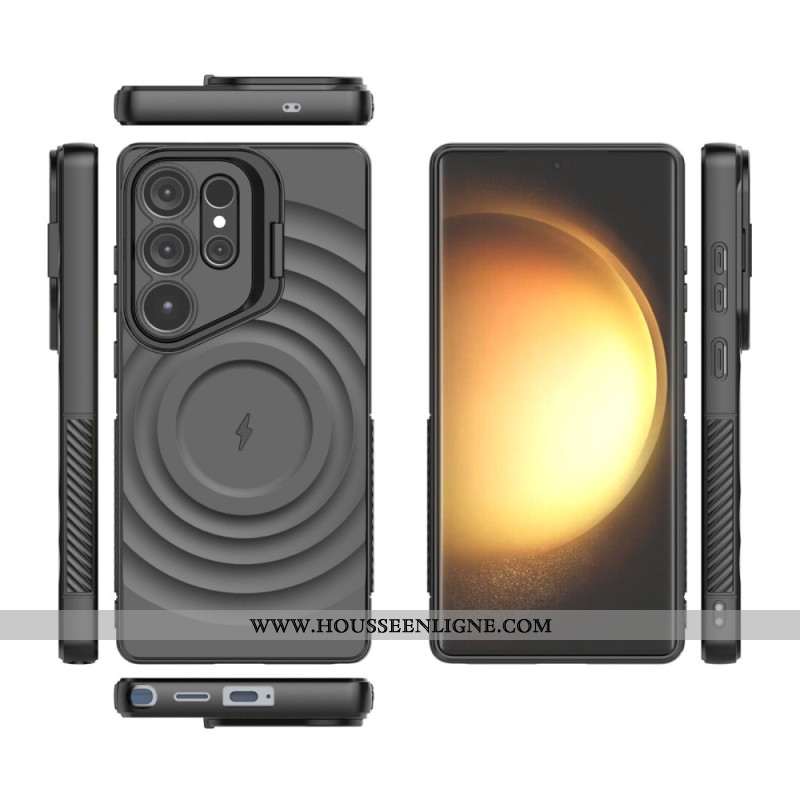 Coque Samsung Galaxy S25 Ultra Compatible MagSafe Design Ondulé avec Support