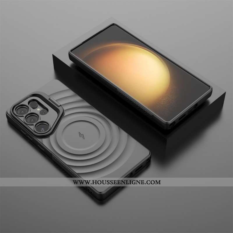 Coque Samsung Galaxy S25 Ultra Compatible MagSafe Design Ondulé avec Support