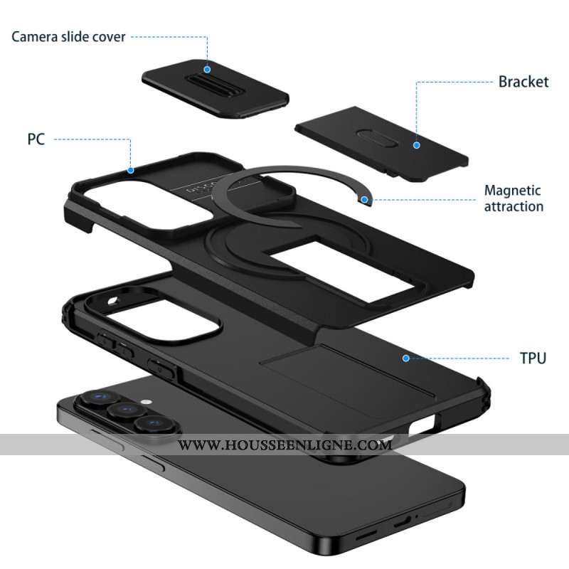 Coque Samsung Galaxy S26 Magnétique Béquille et Cache Caméra Coulissant